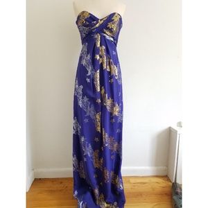 Nicole Miller Indigo Blue Strapless Maxi Dress